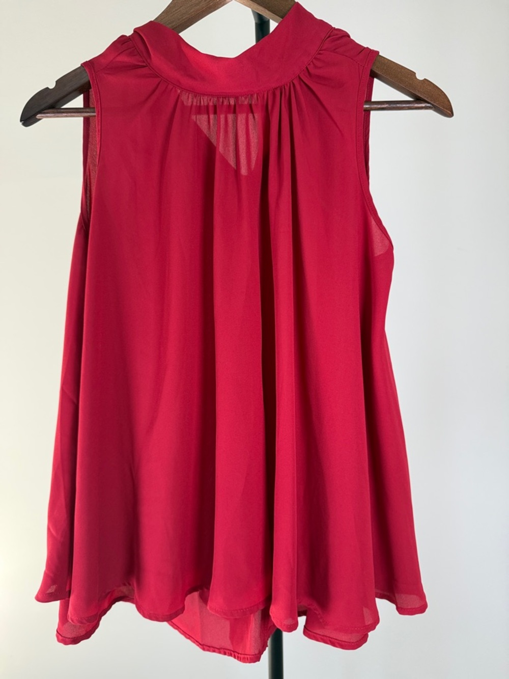 Dice Red Sleeveless Tie-Neck Halter Blouse - High Neck - Size S